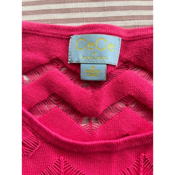 CeCe by Cynthia Steffe Women's Pink Chevron Pullover Sweater Size M Casual - Picture 3 of 7